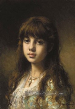Portrait de petite fille Alexei Harlamov Peinture à l'huile